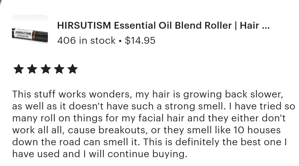 HIRSUTISM OIL - Hair Growth Inhibitor - Face & Body 10ml Roller