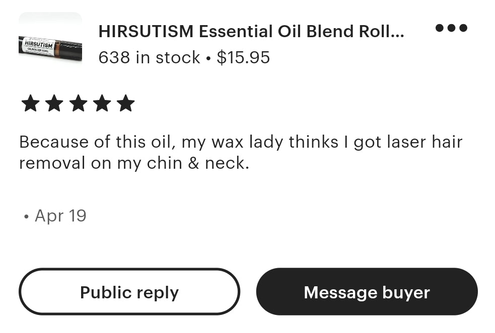 HIRSUTISM OIL - Hair Growth Inhibitor - Face & Body 10ml Roller